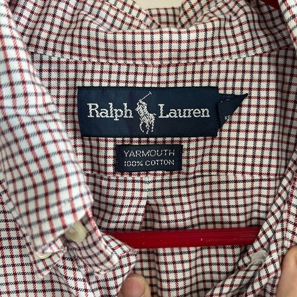 Ralph Lauren WHITE cotton BLUE RED plaid button up 16 32/33 - Picture 7 of 7